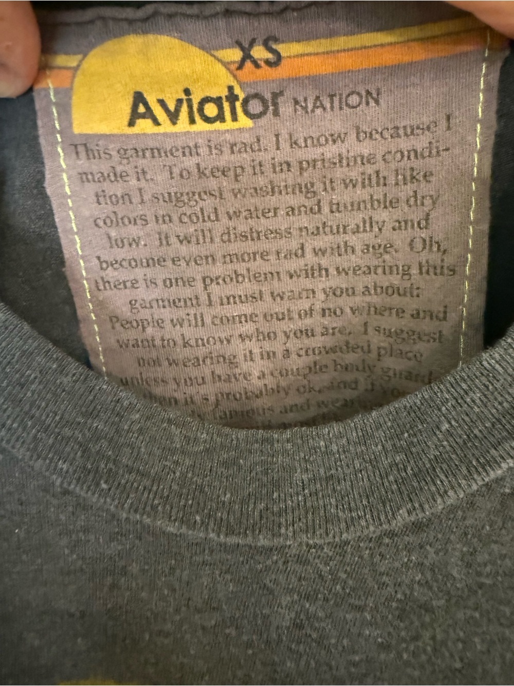 AVIATOR NATION Women’s Charcoal ASPEN CO  BOYFRIEND Crop Graphic T-Shirt size XS - Picture 7 of 8